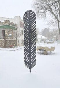 Standing Steel Sculpture of a Feather