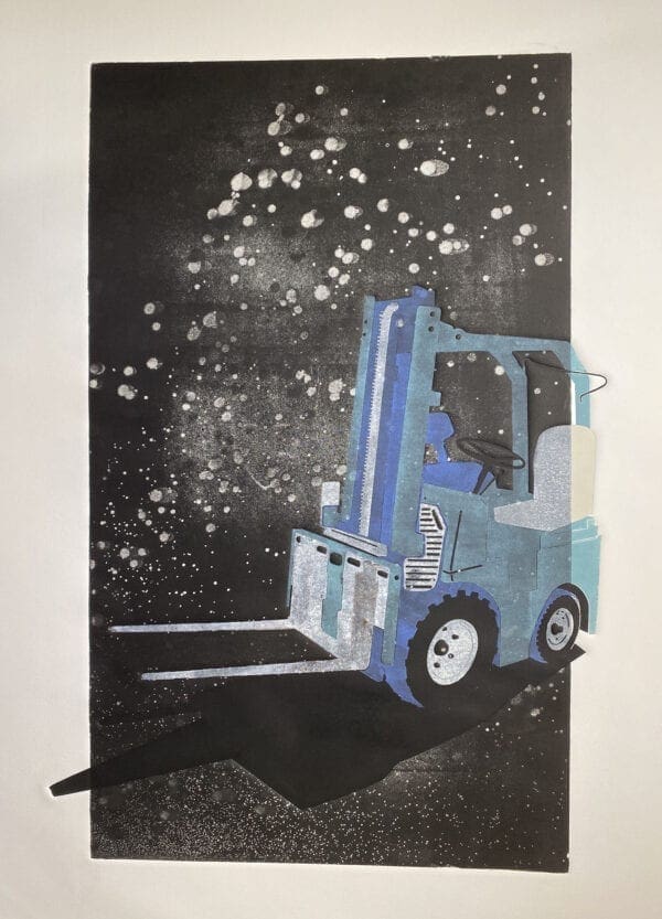 Forklift in Moonlight Monotype
