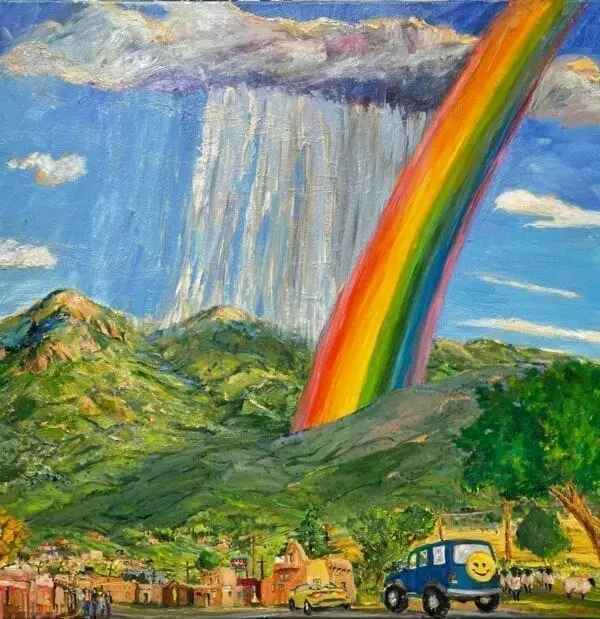 Rainbow Over Taos Monotype by Pat Woodall