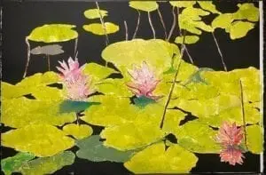 Water Lilies on Black Monotype