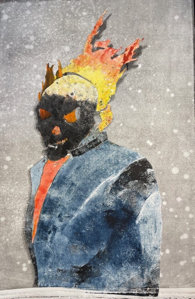 Best Dressed at the Halloween Monotype by Pat Woodall