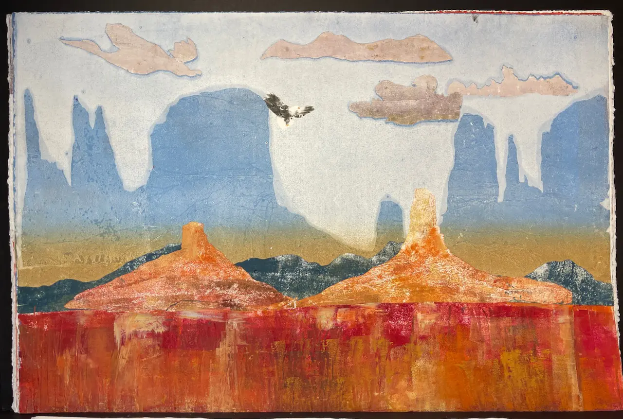 Eagle over Double Mesa Monotype created by Pat Woodall