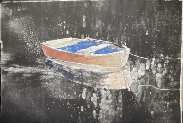 Reflections over boat monotype