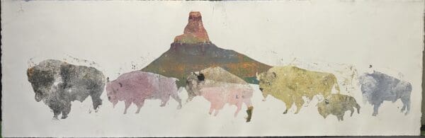Bison Before Black Mesa Monotype is for sale