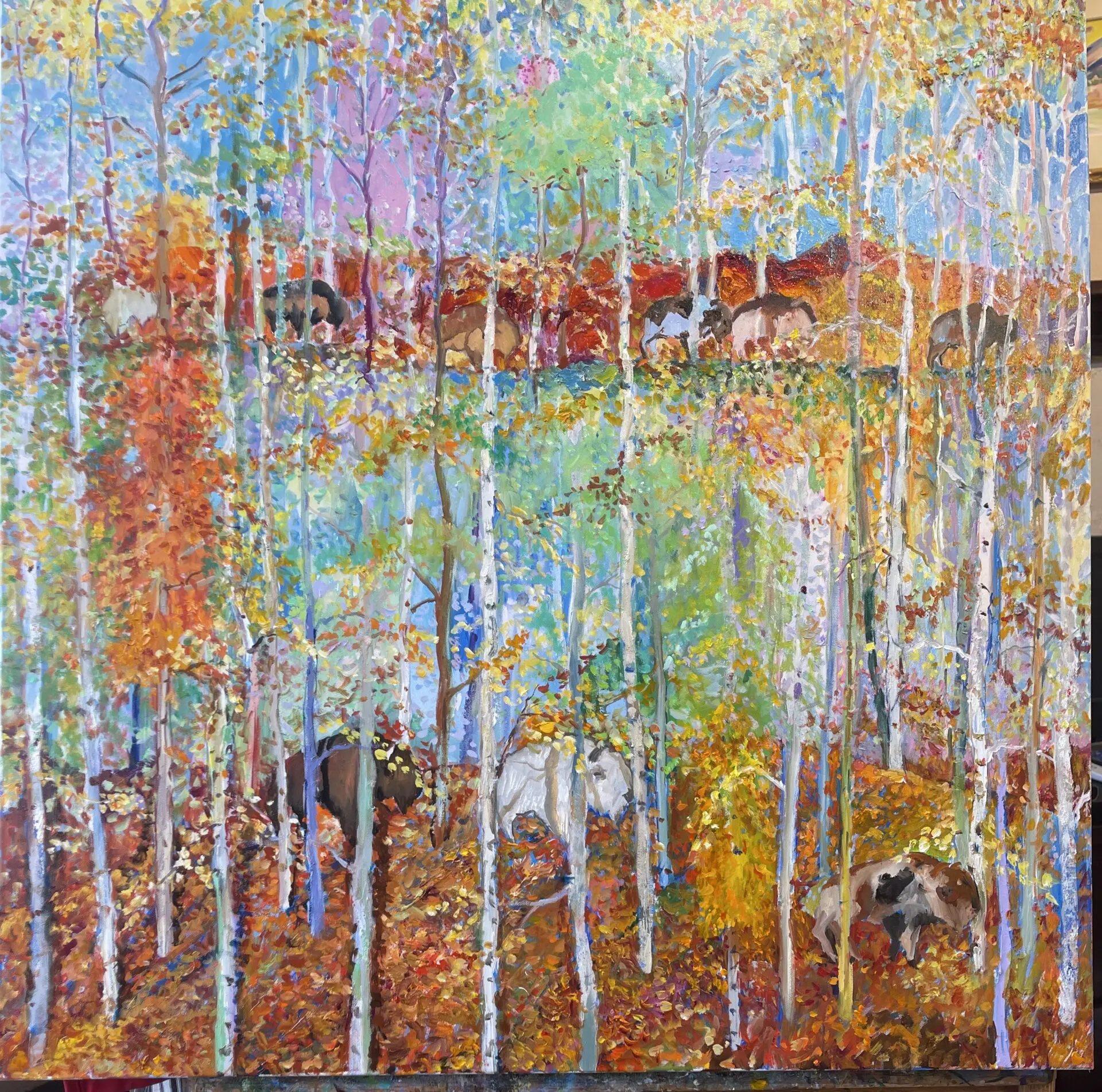 Life Beneath The Aspens Oil Painting available for sale