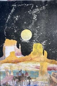 Full moon Over Rainbow Mesa Monotype for sale