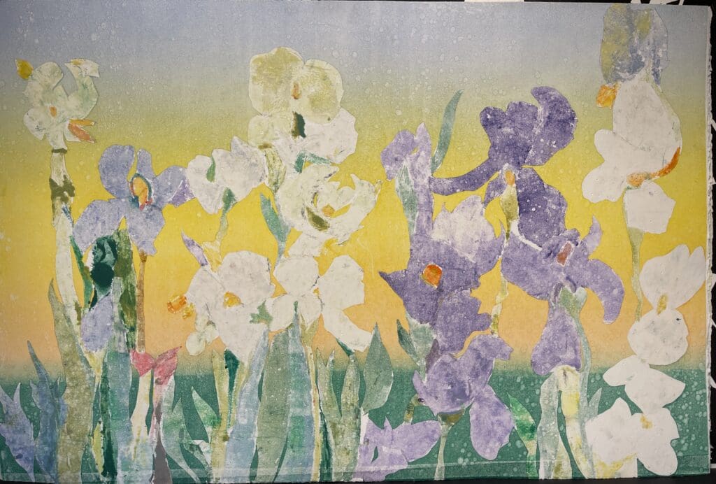 Iris Blossoms Monotype is available for sale