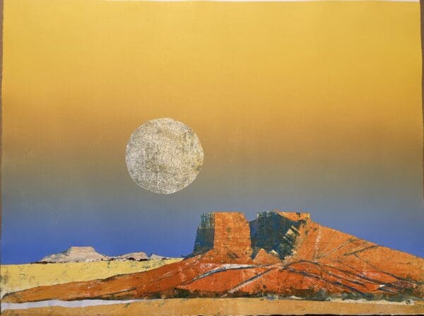 Desert landscape with a large moon.